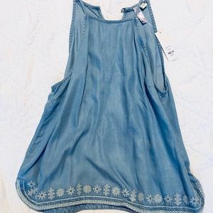 Francesca’s Chambray Embroidered Tank Top - NWT